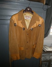 VESTE A FRANGES EN DAIM MARQUE