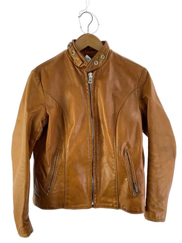 Veste cuir schott camel - cuir,